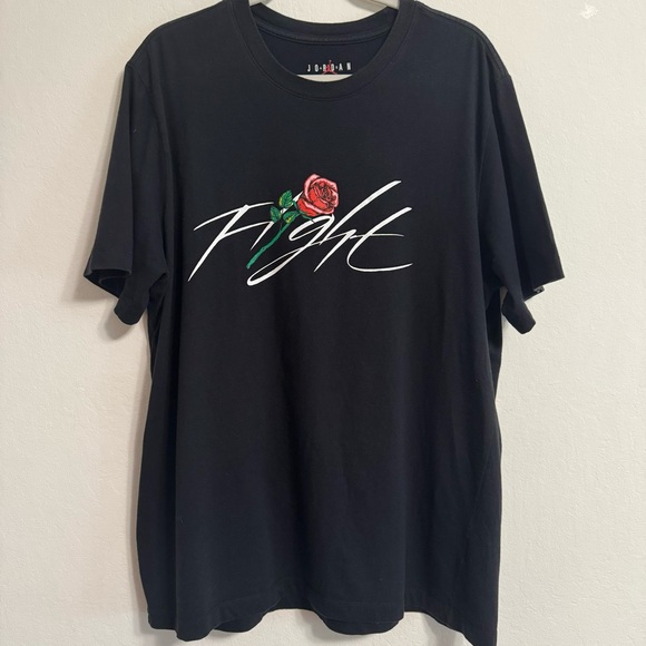 Nike Air Jordan Flight T-Shirt Mens XL Black 'Sorry For Your Loss Tour' Red Rose - Picture 1 of 6